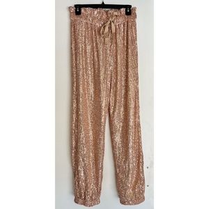 NWOT Champagne Pink Sequin Jogger Pants